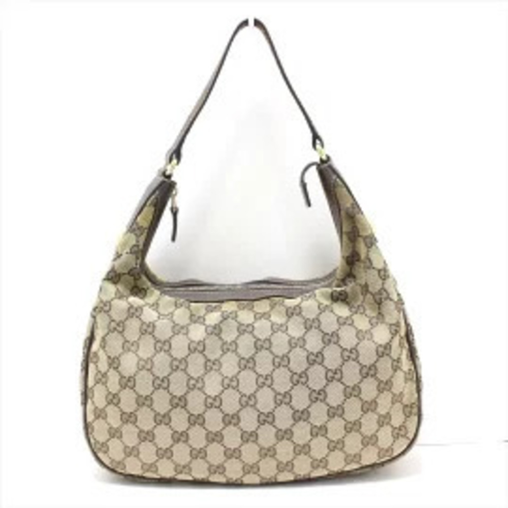 Gucci Charmie Tote Bag Beige Cream x Dark Brown Jacquard Leather